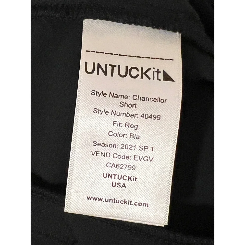 UNTUCKit Chancellor Shorts Mens W32 Black Regular Fit 40499 Technical Polyester